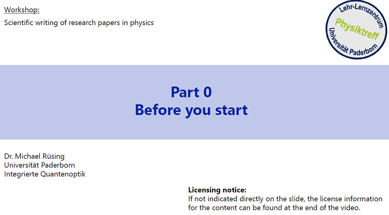 Scientific writing in physics - Before you start